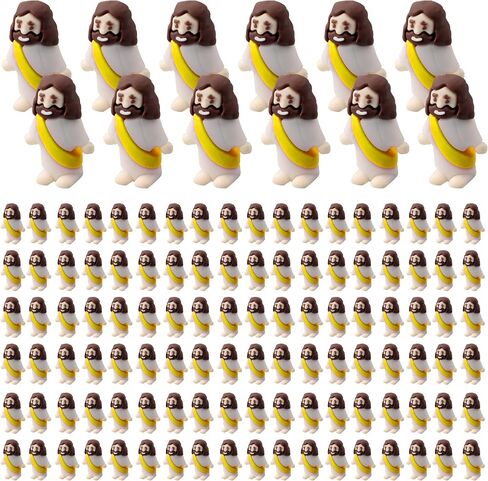 120 Packs Mini Jesus Figurines Easter Little Jesus Toys Mini Figurine Easter Decorations Figurines Party Favors Gift for Easter Church Hide Sunday School Baptism (Mix colors - 120PCS) in Saudi Arabia