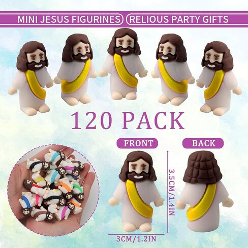 120 Packs Mini Jesus Figurines Easter Little Jesus Toys Mini Figurine Easter Decorations Figurines Party Favors Gift for Easter Church Hide Sunday School Baptism (Mix colors - 120PCS) in Saudi Arabia