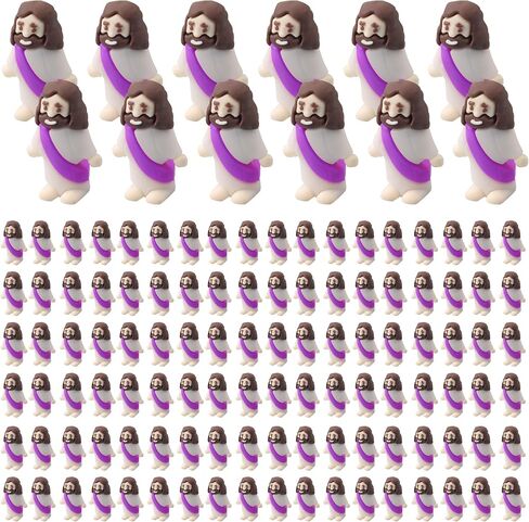 120 Packs Mini Jesus Figurines Easter Little Jesus Toys Mini Figurine Easter Decorations Figurines Party Favors Gift for Easter Church Hide Sunday School Baptism (Mix colors - 120PCS) in Kuwait