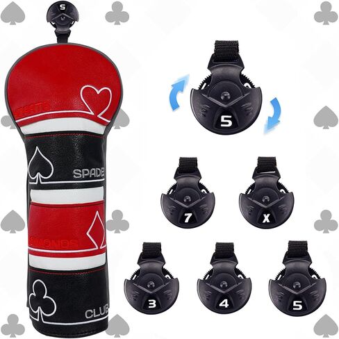 Craftsman Golf Poker Spade Hearts Diamonds Clubs Black and Red Golf Club Headcovers Protector in Saudi Arabia