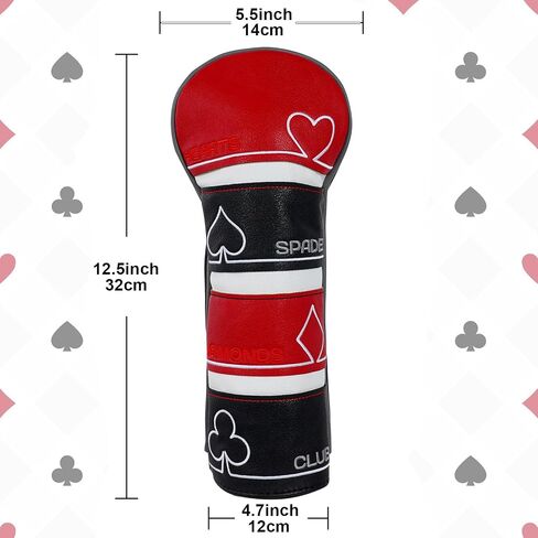 Craftsman Golf Poker Spade Hearts Diamonds Clubs Black and Red Golf Club Headcovers Protector in Saudi Arabia