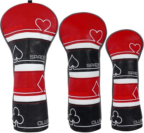 Craftsman Golf Poker Spade Hearts Diamonds Clubs Black and Red Golf Club Headcovers Protector in Saudi Arabia
