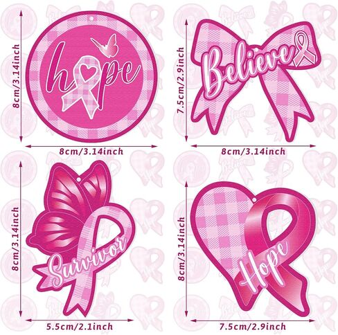 Breast Cancer Awareness Wooden Ornaments Pink Ribbon Hanging Ornaments Breast Cancer Decorations Hanging Wooden Slices for Women Breast Cancer Awareness Party Supplies Home Decoration (12) in Saudi Arabia