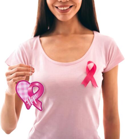 Breast Cancer Awareness Wooden Ornaments Pink Ribbon Hanging Ornaments Breast Cancer Decorations Hanging Wooden Slices for Women Breast Cancer Awareness Party Supplies Home Decoration (12) in Saudi Arabia