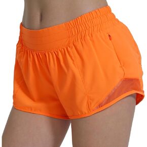 Athletic Running Shorts for Women with Zipper Pocket Soft Gym Workout Shorts with Mesh Liner Qucky Dry