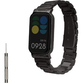 kwmobile Replacement Strap Compatible with Xiaomi Smart Band 8 Active/Redmi Band 2 Strap - 5.5-8.7 inches (14-22 cm) Stainless Steel Straps - Silver