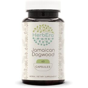 Jamaican Dogwood 60 Capsules, 500 mg, Wildcrafted Jamaican Dogwood (Piscidia Piscipula) Dried Bark (60 Capsules)
