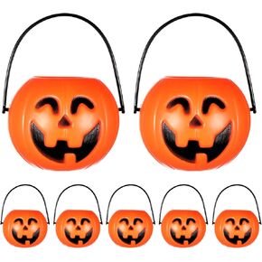 DECHOUS 20Pcs Mini Pumpkin Buckets, 2.75 in Mini Halloween Buckets Plastic Pumpkin Trick or Treat Buckets Pumpkin Candy Buckets for Kids Halloween Party Favor