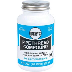 William H Harvey 29035 Oatey Pipe Thread Compound Brushtop Plastic Jar Liquid Paste, 8 oz, Grey