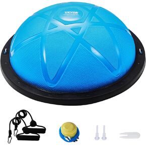 VEVOR Half Exercise Ball Trainer, 23 inch Balance Ball Trainer, 660lbs Capacity Stability Ball, Yoga Ball with Resistance Bands & Foot Pump, Strength Fitness Ball for Home Gym, Full Body Workout, Pink