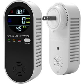 Plug in Natural Gas Detector ＆ Carbon Monoxide Detector LPG CO Methane Combustible Combination Gas Detector Plug and Play for RV Home Travel