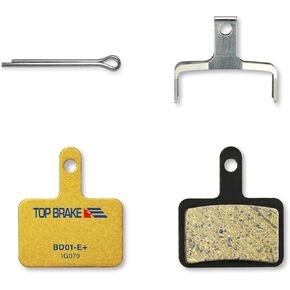Top Brake Disc Electric Bike Brake Pads for Shimano Deore M515 M525 TRP Hylex TEKTRO Orion | E-Bikes, E-MTB, Bike Parking | E-Bike Compound,Long Lasting,Premium E+ Version,Gold (PIN Included)