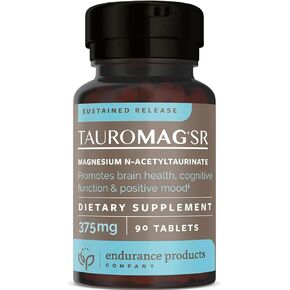 TauroMag-SR, Magnesium N-Acetyl Taurinate, Supports Brain Health & Cognitive Function, Memory Focus Supplements, Mood Support 375 mg, 90 Tablets
