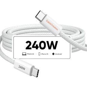 CableCreation USB C to USB C Cable Right Angle, 240W 3FT Fast Charging Type C Braided Cord for iPhone 15 Series, MacBook Pro/Air, iPad Pro/Air/Mini, Galaxy S24/S23/S22+, Pixel, Compatible 140/100/60W