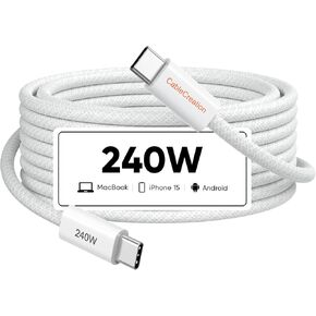 CableCreation USB C to USB C Cable Right Angle, 240W 3FT Fast Charging Type C Braided Cord for iPhone 15 Series, MacBook Pro/Air, iPad Pro/Air/Mini, Galaxy S24/S23/S22+, Pixel, Compatible 140/100/60W in Saudi Arabia