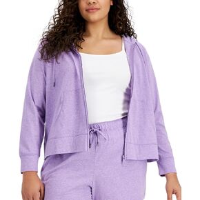 Women's Full Zip Hooded Jacket Purple Size 2X