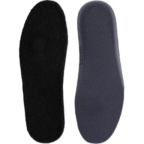 Women’s Warm Lambswool Insoles for Cold Winter Sheepskin Shoe Inserts, Thick Wool Insoles Fluffy Fleece Replacement for Shoes Boots Slippers Black EU39/US8-8.5