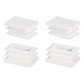 uxcell 1.14 x 0.75 Inch Rectangle Plastic Plug, 4 Pcs White Pipe Tubing End Cap Plastic Plug Cap Insert Glide Insert for Metal Tubing Fence Table Chairs Furniture, White
