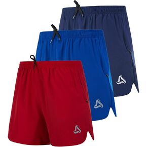 SILKWORLD Mens Running Shorts Quick Dry Athletic Yoga Shorts with Zipper Pockets, DH/NW/camo(Pack of 3), 3XL
