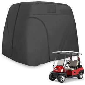 2 Passenger Golf Cart Cover, 600D Waterproof Durable Polyester Golf Cart Cover with Three Zipper Doors & Windproof Strip Golf Cart Covers 94"L*48"W*66"H, Black
