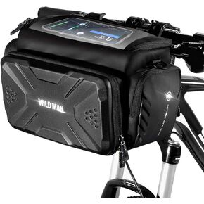 WILD MAN 4L Rainproof Bike Handlebar Storage Bag with Touch Screen Use for MTB Mountain Road Bike Folding Bike Scooters