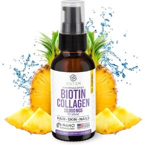 Sistem Extra Strength Liquid Biotin & Collagen, Hair, Skin, and Nails Vitamins, Joint Support Supplement, Liquid Collagen for Women, Pineapple Flavor