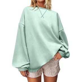 UEU Women Oversized Striped Crewneck Sweatshirt Long Sleeve Color Block Pullover Tops Casual Loose Workout Shirt