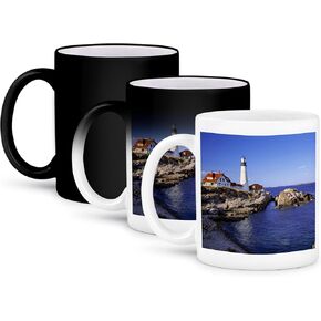3dRose Maine, Portland Head Lighthouse-Us20 Rer0011-Rice Argenbright Magic Transforming Mug, 11 oz, Black/White