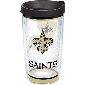 كوب Tervis مصنوع في الولايات المتحدة الأمريكية بجدار مزدوج NFL New Orleans Saints معزول يحافظ على المشروبات باردة وساخنة، 16oz، تقليد