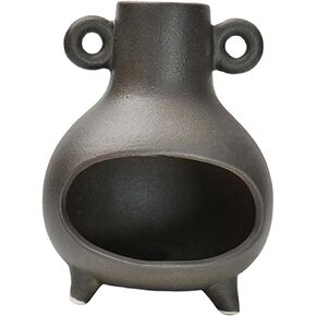 Incense Burner Ceramic Palo Santo Holder 10x13.2cm Handcrafted Sage Burning Bowl Candle Holder for Meditation Room Decorative, Black