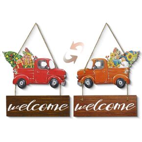 ديكالميل ترحيب الخريف لوحة فنية جدارية خشبية لعيد الشكر من خشب اليقطين للتعليق على الحائط لافتة باب حصاد الخريف ديكور العطلات الموسمية in Kuwait