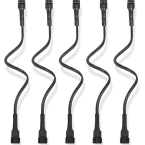 كابل تمديد مروحة PWM من upHere، محول كابل مقسم مروحة الكمبيوتر لجهاز الكمبيوتر ATX 4-Pin/3-Pin كابل مروحة تبريد، 12.2 بوصة (5 عبوات)