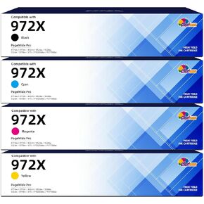 Clorisun 972 972X for HP 972X Ink Cartridges for HP 972X 972 972A Ink Cartridges Work with HP PageWide Pro MFP 477DW 577DW 377DW 452DW 477DN 452DN 552DW Printer(Black Cyan Magenta Yellow)