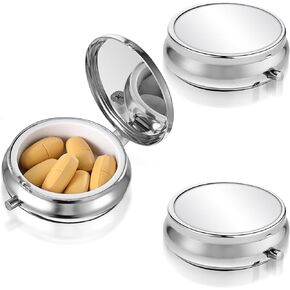 3 Pcs Portable Medicine Pill Case Small Travel Multi-Functional Pill Box for Purse or Pocket Cute Metal Medicine Pill Organizer Box for Vitamins Fish Oil and Supplements 1 Compartment