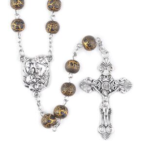 Holy Family, Joseph, Mary, and Jesus Black and Brown 7mm Stone Ornate Catholic Religious Gifts Rosary Rosaries Beads