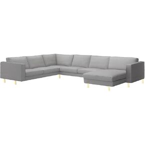 Sofa Cover Only! The Dense Cotton Karlstad Corner Sofa (2+3) with Chaise Lounge Cover Replacement, Is Made compatible for Ikea Karlstad Sectional and Chaise Slipcover (Light Gray)