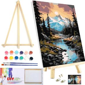 طقم قماش مؤطر بالأرقام للبالغين، قماش مزخرف، حامل، فرش، دهانات أكريليك، أدوات تعليق متضمنة in Kuwait