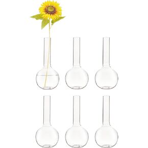 CYS EXCEL Glass Bud Vases Set of 6 Clear Mini Small Flower Vases Wedding Centerpiece Table Decorations Event Party Home Décor Floral Arrangement