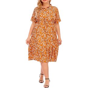 Eternatastic Womens Leopard Printed Wrap Dress Plus Size Short Sleeve Dresses