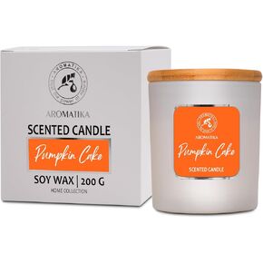 AROMATIKA Scented Candle Pumpkin Cake - Soy Wax 6.8 Oz - Home Scented Candle - Aromatherapy Candle - Relax Scent - Air Freshener - Glass Candle Gift - Idea for Mother's Day - Birthday - Christmas