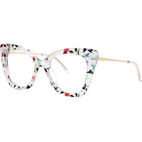 Zeelool Cat Eye Blue Light Glasses for Women Stylish Floral Eyeglasses Frames Non Prescription Full Eyewear Anti UV