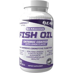 High Potency Fish Oil | EPA + DHA Omega-3s Fatty Acids for Heart & Brain Health | Gluten Free, Non GMO | Enteric Coated with Lemon Flavor | 90 Softgels