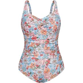 Hanna Nikole Women Plus Size One Piece Swimsuits Tummy Control Bathing Suit Twist Front Ruched Push Up Swimwear