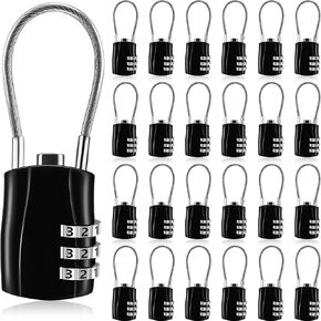 Tandefio 24 Pcs TSA Approved Luggage Locks Combination Travel Lock Cable Baggage Suitcase Lock Keyless Backpack Lock Resettable 3 Digit Padlocks with Zinc Alloy Body for School Gym Locker, Black in Saudi Arabia