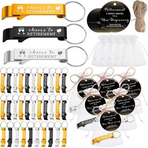 Maxcheck 100 Sets Retirement Favors for Guests Retirement Keychains Cheers to Retirement Bottle Opener with Thank You Cards and Organza Bags Retirement Party Favors for Guests Souvenirs Gifts