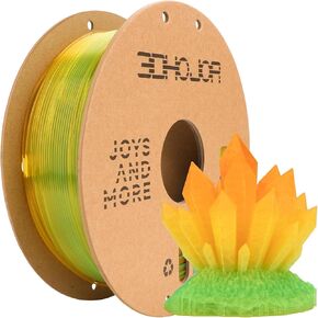 Transparent Multi Rainbow Color Gradient Change PLA 1.75mm 1KG 3D Printing Filament Crystal Rainbow PLA Clear PLA Filament with Cardboard Spool-Wheat Field