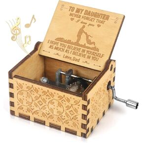 CAMKONG You are My Sunshine Wood Music Boxes,Laser Engraved Vintage Wooden Sunshine Musical Box Gifts for Birthday/Christmas/Valentine's Day (Dad to daughter)