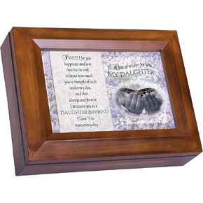 Cottage Garden My Daughter Dark Wood Finish Jewelry Music Box - Plays Tune You are My Sunshine