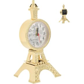Decorative Alarm Clock Metal Eiffel Tower Clock Paris Building Model Clock Tower Statue Lady Liberty Statue Architecture Alarm Clock Small Alarm Clock Household Plastic Office