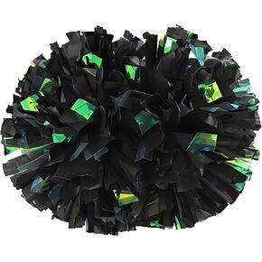 NICOLEKAY 2 Pack Cheerleading Pom Poms with Baton Handle Rainbow Colorful Cheer Pom Poms for Sports Team Spirit Cheering Kids Adults（Black)